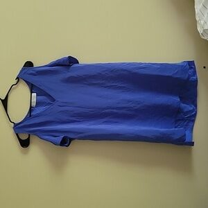 Amanda Uprichard 100% Silk Indigo Blue Cold Shoulder Midi Dress Size M